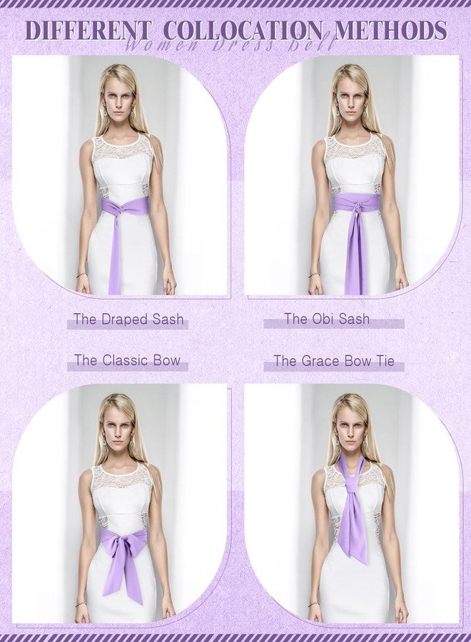 Glitopper Women Chiffon Sash Belt Dress Sash Waist Bridal Wedding Belt 50s Accessories 3'' Wide(Lilac Purple,Classic Style) - Image 5